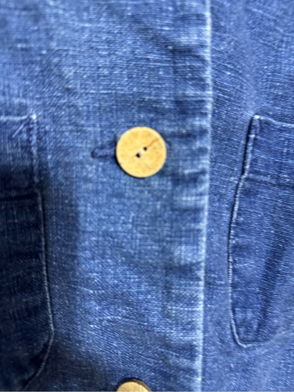 GAP Women's Indigo Blue Cropped Button-Front Jacket Cotton&Linen - Picture 3 of 5